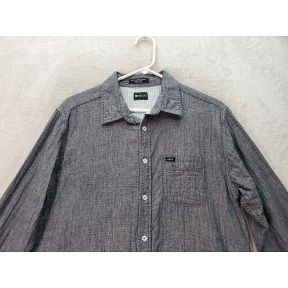 Matix Shirt Mens Large Gray Slim Fit Long Sleeve Chest Pocket Collar Button Down - Picture 3 of 9